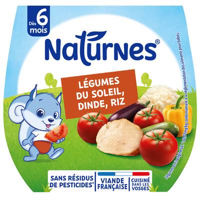 Naturnes® Légumes du soleil dinde et riz bol Bébé dès 6 mois, 2x190g