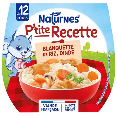Naturnes® - P'tite Recette Blanquette de Riz Dinde Bol Bébé Dès 12 mois, 2x200g