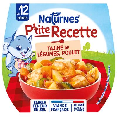Naturnes® - P'tite Recette Tajine de Poulet Bol Bébé Dès 12 Mois, 2x200g