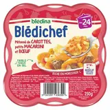 Blédina - Blédi'chef Mitonné de Carottes Petits Macaronis et Boeuf Assiette Bébé 24 mois, 250g
