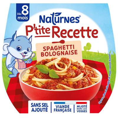 Naturnes® - P'tite Recette Spaghetti à la Bolognaise Bol Bébé Dès 8 mois, 2x200g
