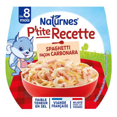 Naturnes® - P'tite Recette Spaghetti Façon Carbonara Bol Bébé dès 8 mois, 2x200g