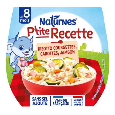 Naturnes® - P'tite Recette Risotto Courgettes Carottes Jambon Bol Bébé Dès 8 mois, 2x200g