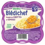 Blédina - Blédi'chef Mouliné de Carottes et Semoule Assiette Bébé Dès 12 mois, 230g