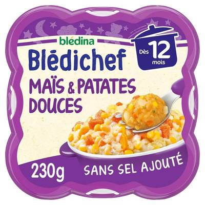 Blédina - Blédi'chef Maïs Patates Douces au cumin Assiette Bébé dès 12 mois, 230g
