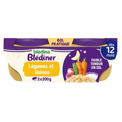 Blédina - Blédîner Légumes et Quinoa Bol Bébé Dès 12 mois, 2x200g