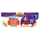 Blédina - Blédîner Ratatouille Petits Macaroni Touche de Mozzarella Bol Bébé Dès 12 mois, 2x200g