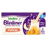 Blédina - Blédîner Céréales Lactées Potiron Brique Bébé Dès 6 mois, 2x25cl