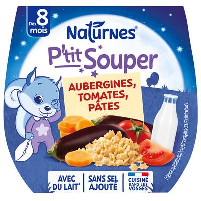 Naturnes® - P'tit Souper Aubergines Tomates Pâtes Bol Bébé Dès 8 mois, 2x200g