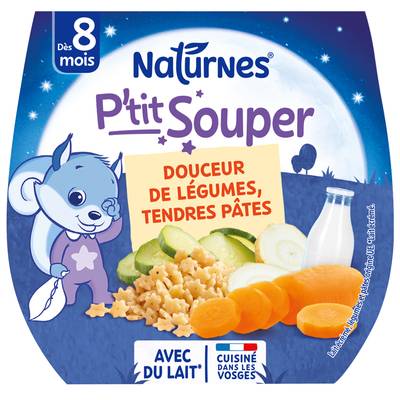 Naturnes® - P'tit Souper Crème de Légumes, Tendres Pâtes Bol Bébé Dès 8 mois, 2x200g