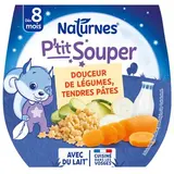Naturnes® - P'tit Souper Crème de Légumes, Tendres Pâtes Bol Bébé Dès 8 mois, 2x200g