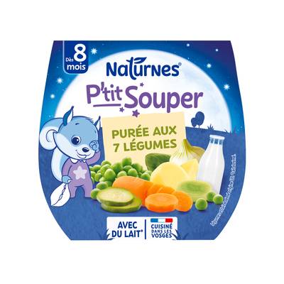 Naturnes® - P'tit Souper Purée aux 7 Légumes Bol Bébé Dès 8 mois, 2x200g