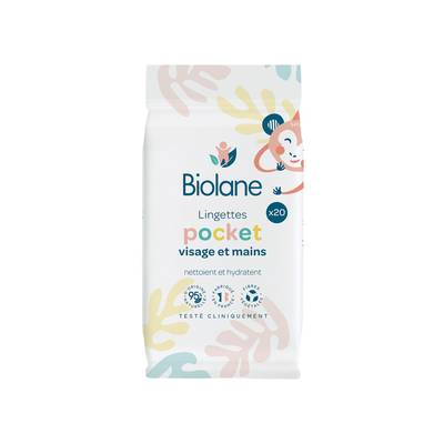 Biolane Lingettes visage et mains, 20 pièces