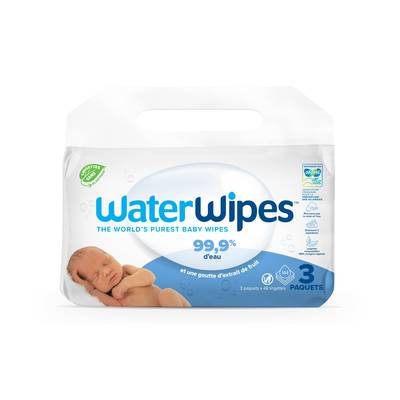 Waterwipes Lingettes humides nettoyantes bébé, 3 x 48 lingettes