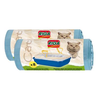 Riga Sachets plastiques pour litière avec poignée, Lot de 2x8  pièces