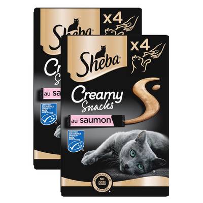 Sheba - Creamy Snacks Snack Saumon MSC Friandise pour Chat Adulte, Lot de 2 - 4x12g