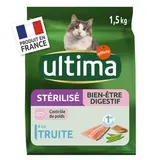 Affinity - Ultima Croquettes Truite Bien-être digestif Contrôle du Poids pour Chat adulte stérilisé, 1,5kg