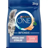 Purina - One Croquettes Saumon Bifensis pour Chat Adulte Stérilisé, 3kg