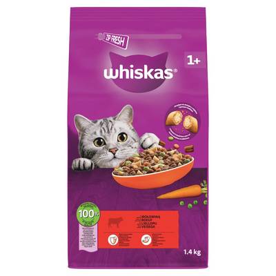Whiskas Croquettes Boeuf pour Chat adulte stérilisé, 1,4kg