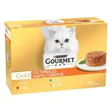 Purina - Gourmet Gold Boites Timbales Poulet, Boeuf, Saumon, Thon pour chat, 12x85g