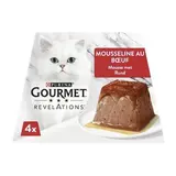 Purina - Gourmet Révélations Pots Mousseline Boeuf nappée de sauce pour Chat, 4x57g