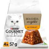 Purina - Gourmet Révélations Bouchée en gelée au Poulet pour Chat, 4x57g