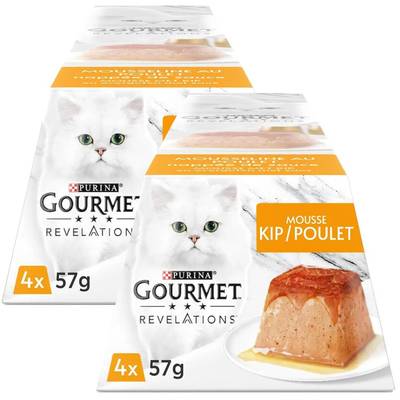 Purina - Gourmet Révélations Pots Mousseline Poulet nappée de Sauce pour chat, Lot de 2 - 4x57g