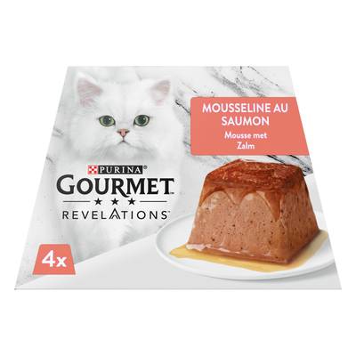 Purina - Gourmet Révélations Pots Mousseline Saumon nappée de Sauce pour chat, 4x57g