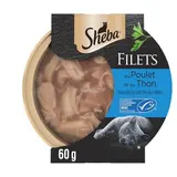 Sheba - Filets Barquette Poulet Thon MSC pour chat adulte, 60g