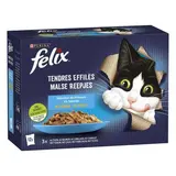 Purina - Félix Sachets en Gelée Tendres Effilés Sélection Poisson pour chat, 12x85g