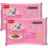 Purina - One Sachets en sauce Effilés Saumon pour chaton, Lot de 2 - 4x85g
