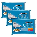Purina - One Sachets en sauce Effilés Poulet Boeuf pour chat stérilisé, Lot de 3 - 4x85g