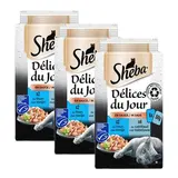 Sheba - Délices du Jour Sachets en Sauce Cabillaud et Thon MSC pour chat, Lot de 3 - 6x50g