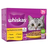 Whiskas Sachets en sauce Festins à la Volaille 4 variétés pour chat senior, 12x85g