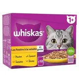 Whiskas Sachets en gelée Festins à la volaille 4 variétés pour Chat adulte, 12x85g