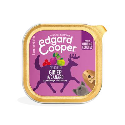 Edgard Cooper Barquette Gibier et Canard sans céréales pour Chien adulte, 100g