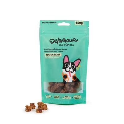 Delamour Friandise Pépite au Canard et Abricot en sachet - Récompense pour chien, 150g