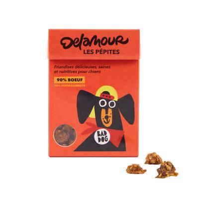 Delamour Friandise Pépites Boeuf Framboise - Récompense pour chien, 75g