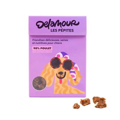 Delamour Friandise Pépites Poulet Myrtilles - Récompense pour chien, 75g