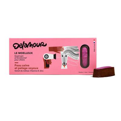Delamour Friandise Pâtisserie Moelleux Peau et Pelage -  Récompense pour chien, 100g