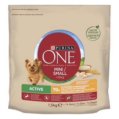 Purina - One Croquettes Poulet avec du riz pour petit chien, 1.5kg