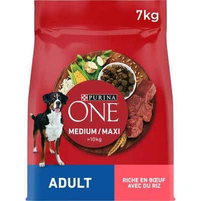 Purina - One Croquettes Boeuf pour Chien Moyen et Maxi, 7kg