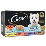 César Barquettes en gelée délicate 4 variétés pour chien Senior, 4x150g