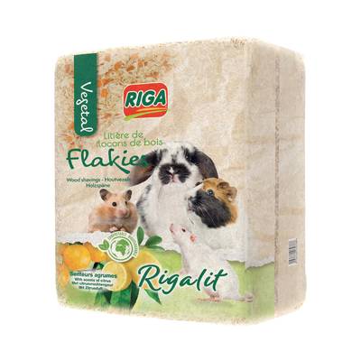 Riga Flakies Litière floconnée senteurs agrume pour rongeur, 1kg