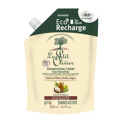 Le petit Olivier Shampooing crème soin nutrition huiles d'olive karité et d'argan, 500ml