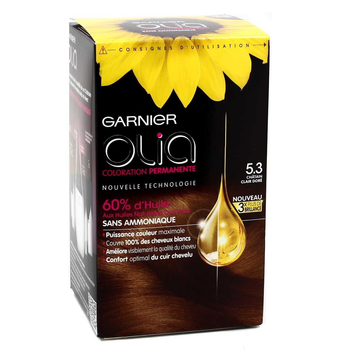 Garnier - Olia Coloration Sans Ammoniaque 5.3 Chatain Clair Doré, 92,5ml