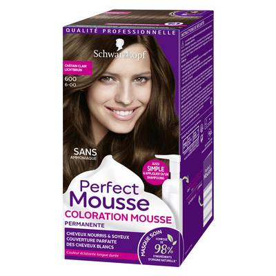 Perfect Mousse Coloration Mousse Permanente Châtain clair 600, 92,5ml