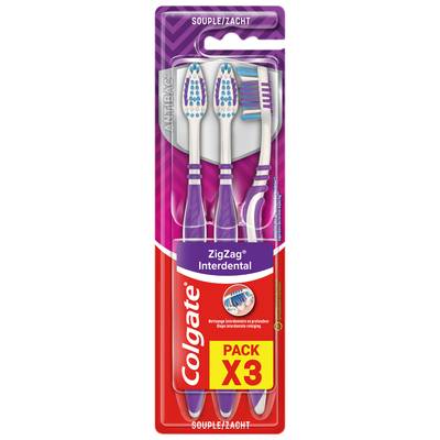 Colgate Brosse à dents Souple Interdentaire Zig Zag, 3 brosses à dents