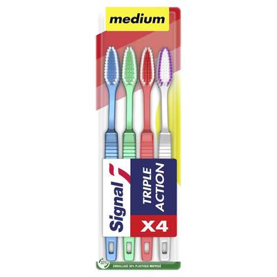 Signal Brosse à dents Médium Triple Action, 4 brosses à dents