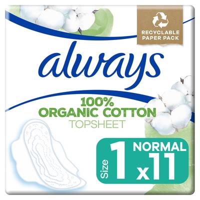 Always Serviettes Hygiéniques avec Ailettes, 11 serviettes